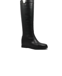 ANIMA IV100 nero scarpe stivale donna tubolare pelle tacco