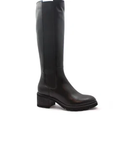 ANIMA IV065 nero scarpe stivale donna cerniera elastico pelle tacco