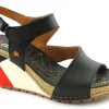ART COMPANY 1330 GUELL Black Nero donna sandali strappi zeppa