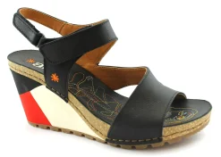 ART COMPANY 1330 GUELL Black Nero donna sandali strappi zeppa