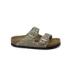 BIRKENSTOCK ARIZONA RIVET BORDER 1029390 taupe ciabatte donna fibbie pelle camoscio borchie