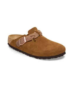 BIRKENSTOCK BOSTON BRAIDED 1026713 mink suede ciabatta zoccolo donna fibbia camoscio treccia