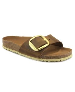 BIRKENSTOCK MADRID BIG BUCKLE 1006525 cognac cuoio ciabatte donna fibbia pelle
