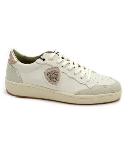 BLAUER OLYMPIA11 white nude bianco scarpe donna sneakers pelle lacci logo glitter