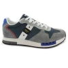 BLAUER QUEENS01 grey navy grigio scarpe uomo sneakers pelle scamosciata