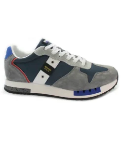 BLAUER QUEENS01 grey navy grigio scarpe uomo sneakers pelle scamosciata