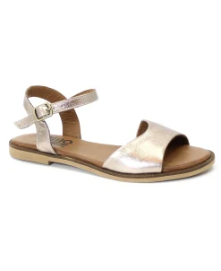 BUENO SHOES WA5704 peltro bronzo sandalo basso donna pelle cinturino fibbia