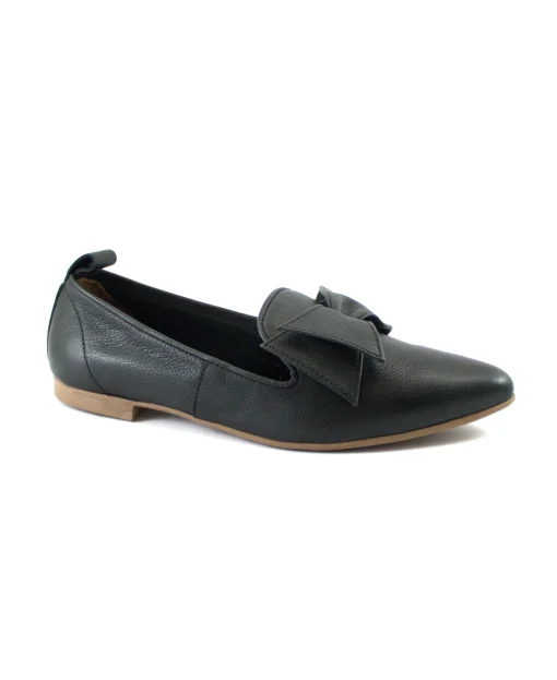 BUENO SHOES WR3117 nero donna ballerina in pelle fiocco