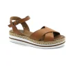 BUENO SHOES WY3505 marrone scarpa sandalo donna pelle cinturino zeppa perline