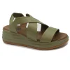 BUENO SHOES WY5702 verde sandalo donna pelle elastico zeppa