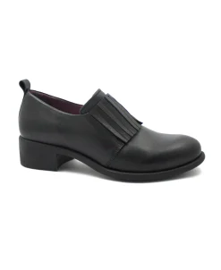 BUENO SHOES WZ7403 nero donna scarpa slip on tacco frangia