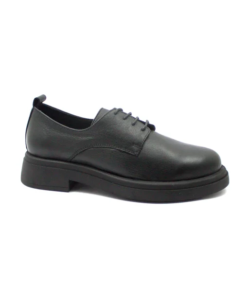 BUENO SHOES WZ4006 nero donna scarpa stringata elegante lacci pelle