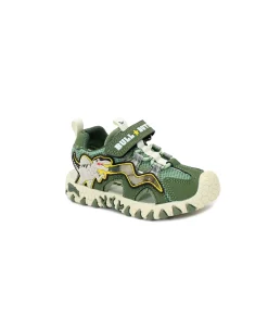 BULL BOY DNCL4533 verde sandali bambino punta chiusa luci strappo tessuto
