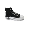 CAFè NOIR DM9112 nero scarpe donna sneakers alte platform lacci strass