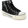 CAFè NOIR DM9013 nero scarpe donna sneakers alte lacci zip