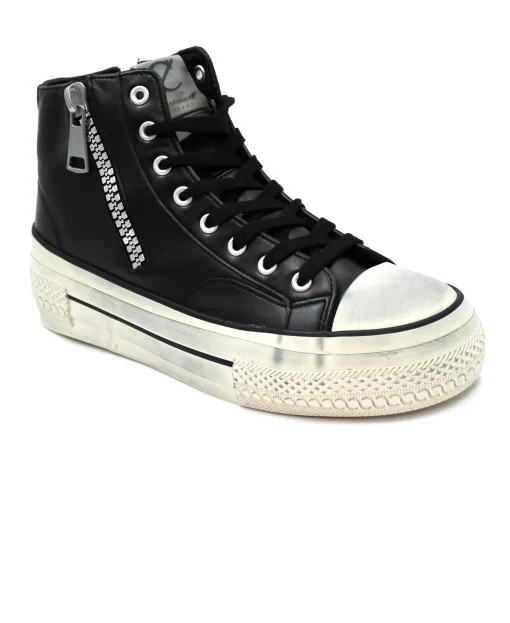 CAFè NOIR DM9013 nero scarpe donna sneakers alte lacci zip