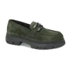 CAFè NOIR EB6061 verde scarpe donna mocassini pelle camoscio morsetto