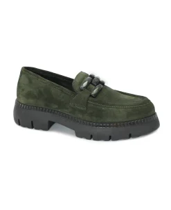 CAFè NOIR EB6061 verde scarpe donna mocassini pelle camoscio morsetto
