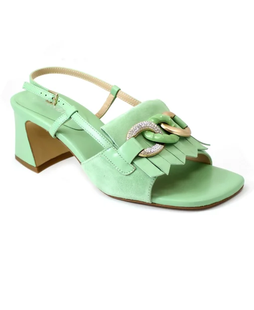 CAFè NOIR LC5025 verde sandalo donna tacco cinturino catena camoscio