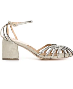 CAFè NOIR LM9002 taupe scarpe donna decolletè cinturino tacco strass