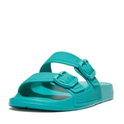 Ciabatte Infradito Donna: FitFlop IQUSHION TWO-BAR BUCKLE SLIDES Tahiti Blue - DROP 10