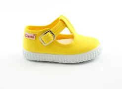 CIENTA 51000 04 amarillo giallo scarpe Bambina Bebè bottone finta fibbia tessuto