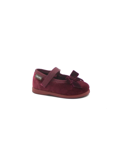CIENTA 400024 burdeos rosso scarpe bambina ballerina velluto strappo fiocco