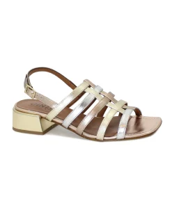 CINZIA SOFT 100185 argento platino sandali donna tacco cinturino pelle