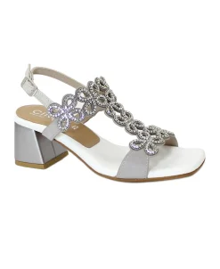 CINZIA SOFT 305025 argento sandali donna tacco cinturino brillantino