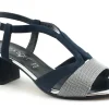 CINZIA SOFT IBB182 blu argento sandalo donna tacco camoscio cinturino