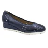 CINZIA SOFT IV1721 saphire blu scarpe donna comfort ballerina forata zeppetta pelle