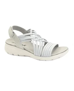 CINZIA SOFT MCA1028 grigio scarpe donna sandali strappo tessuto zeppa