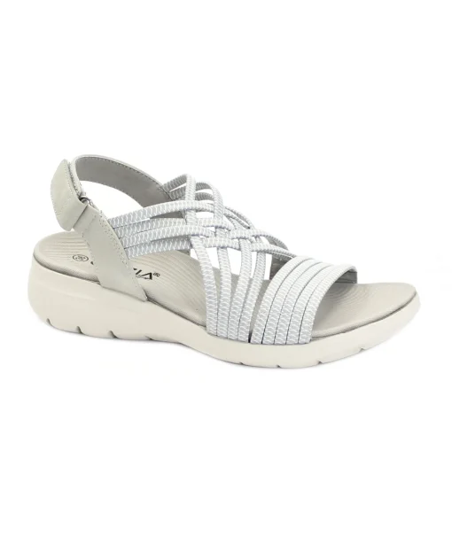 CINZIA SOFT MCA1028 grigio scarpe donna sandali strappo tessuto zeppa
