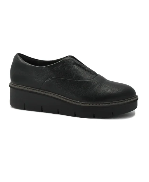 CLARKS AIRABELL black nero scarpe donna Slip-On pelle zeppa