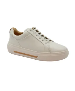 CLARKS HOLLYHOCK WALK white bianco scarpe donna sneakers pelle lacci