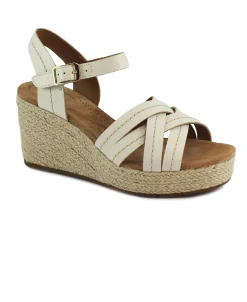 CLARKS SABINA STRAP cream crema bianco scarpe donna sandali pelle zeppa corda