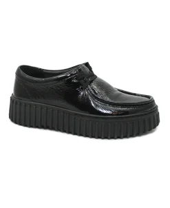 CLARKS TORHILLBEE black patent nero scarpe donna pelle lacci vernice mocassino