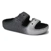 CROCS CLASSIC 208124 cozzy glitter nero argento ciabatte donna gomma zeppa pelo