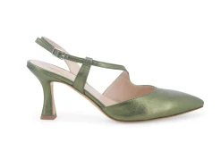 Decolletè Donna: Decollete donna slingback in pelle verde acid e1634zv
