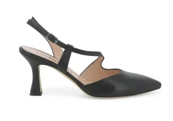 Decolletè Donna: Decollete donna slingback in pelle nero e1634zv