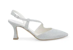 Decolletè Donna: Decollete donna slingback in tessuto galassia argento e1634zv
