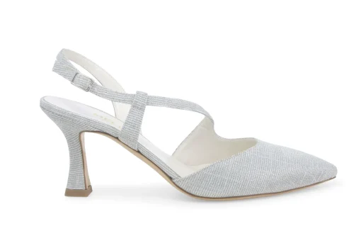 Decolletè Donna: Decollete donna slingback in tessuto galassia argento e1634zv