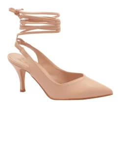 DIVINE FOLLIE 3549 cipria nude rosa scarpe donna decolleté tacco punta lacci alla caviglia
