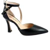 DIVINE FOLLIE 194 nero decolletè donna punta chiusa cinturini glitter tacco tallone chiuso