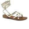 DIVINE FOLLIE 1002 platino oro sandali donna schiava lacci infradito pelle