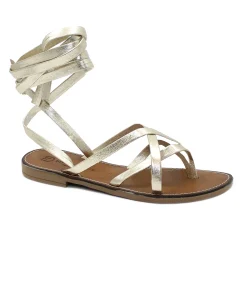 DIVINE FOLLIE 1002 platino oro sandali donna schiava lacci infradito pelle