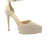 DIVINE FOLLIE 611 raso beige decolletè scarpa donna punta tacco plateaux