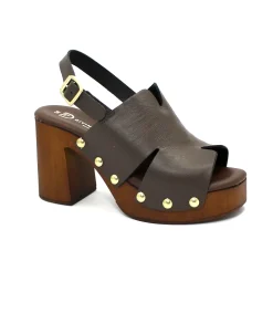 DIVINE FOLLIE 2328 testa di moro sandalo zoccolo donna tacco cinturino imbottito