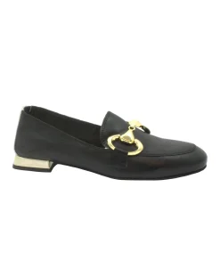 DIVINE FOLLIE 175-16F nero scarpa donna mocassino morsetto pelle