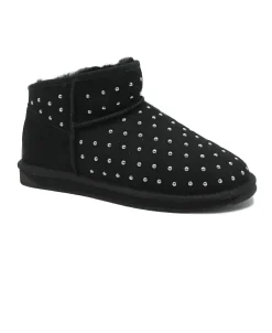 EMU AUSTRALIA YILPI W12923 black noir nero scarpe donna stivaletti camoscio montone pelo borchie